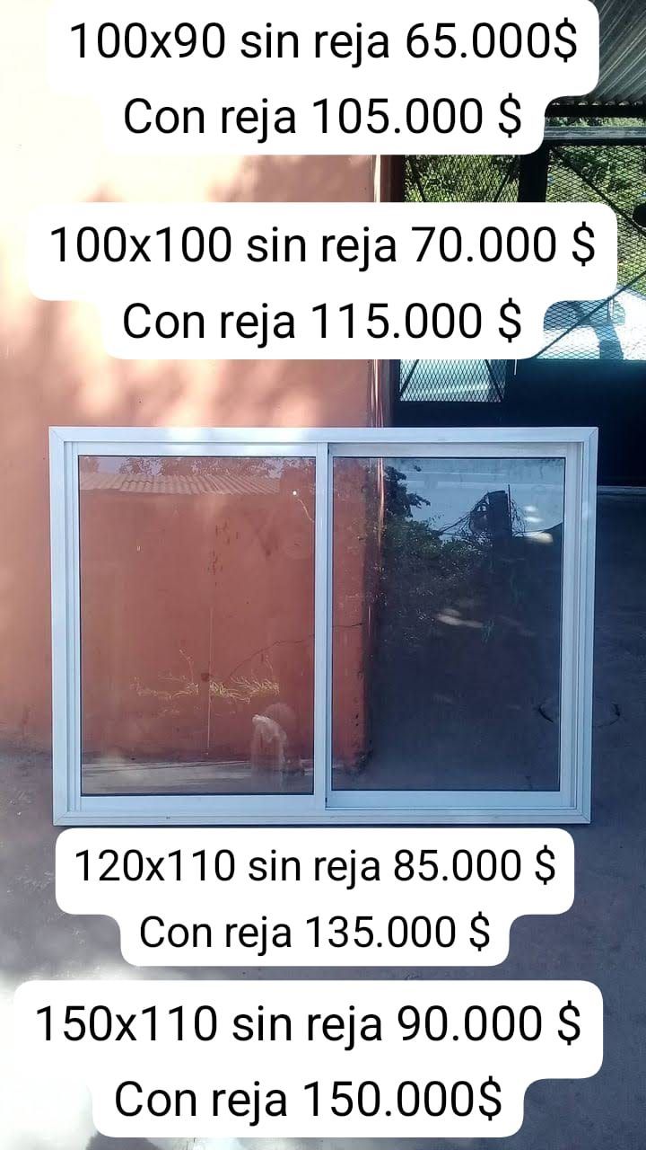 Precios de ventanas corredizas blancas: Varios tamaños, con y sin rejas de seguridad.