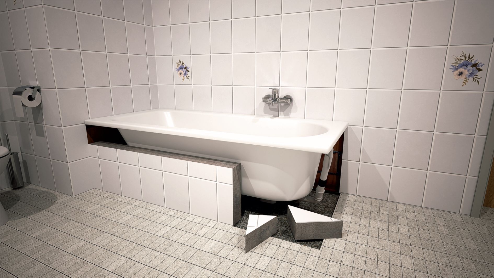 Montage von Wanne zur Dusche Bild 2