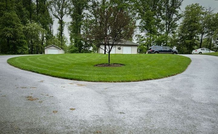 A driveway with a tree in the middle of it - New Oxford, PA - Final Grade Excavation & Tree Service