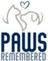 A logo for paws remembered with a cat and a dog.
