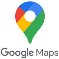 Google Maps-Logo: ein Stecknadelsymbol in Rot, Gelb, Blau und Grün mit dem Text „Google Maps“ darunter.