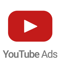 YouTube Ads-Logo: Rotes Quadrat mit weißer Wiedergabetaste, darunter der Text „YouTube Ads“.