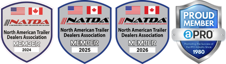 Four blue-and-silver NAID/NAPRO membership shield badges, one with a Proud Member aPRO logo