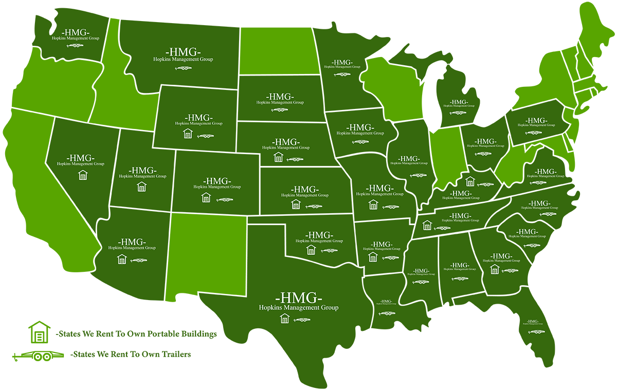 A green map of the united states with HMG written on it to showcase their locations