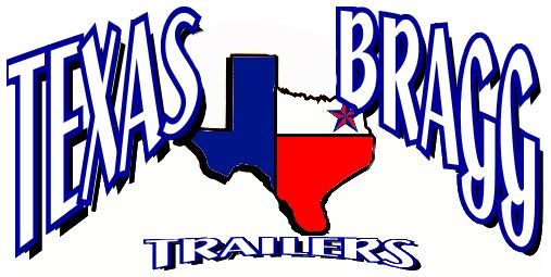 A logo for texas brass trailers with a texas flag in the middle.