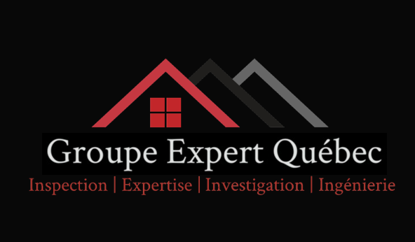 Un logo du groupe expert québec montre une maison au toit rouge