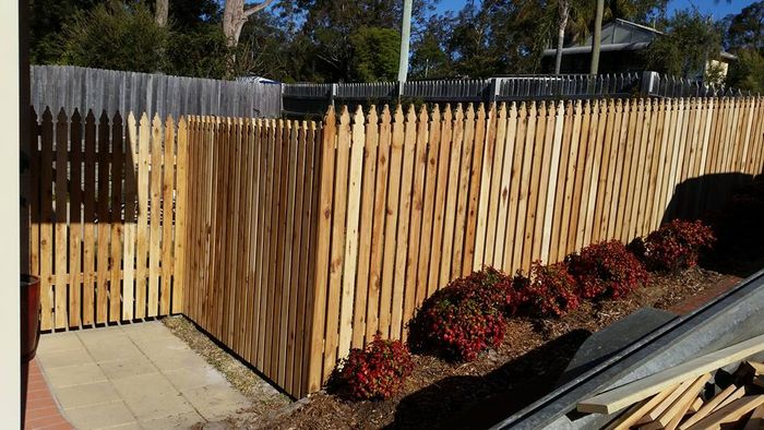 Newly Installed Wood Picket Fence — Builders in Salt Ash, NSW