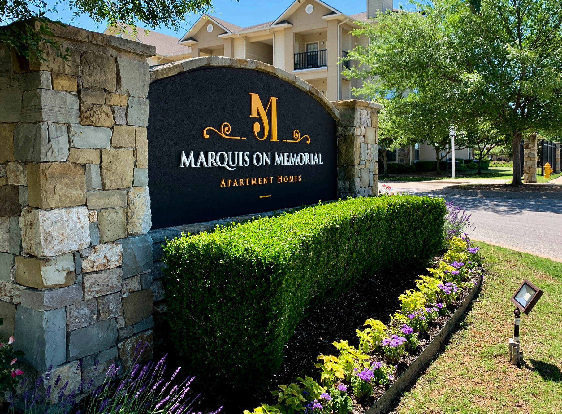 marquis on memorial sign at entrance