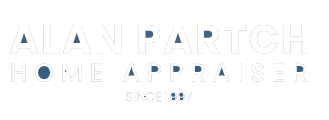 Alan Partch hone appraisr Alan Partch Home Appraiser logo on blue background. White text.
