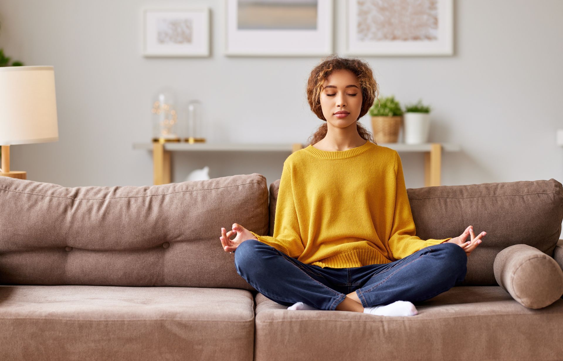 Stock photo of a woman meditating