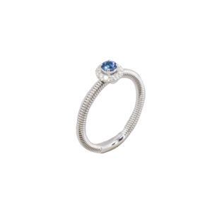 Silver ring with a blue gemstone setting