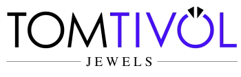 TOMTIVOL JEWELS logo in black and purple text on a white background