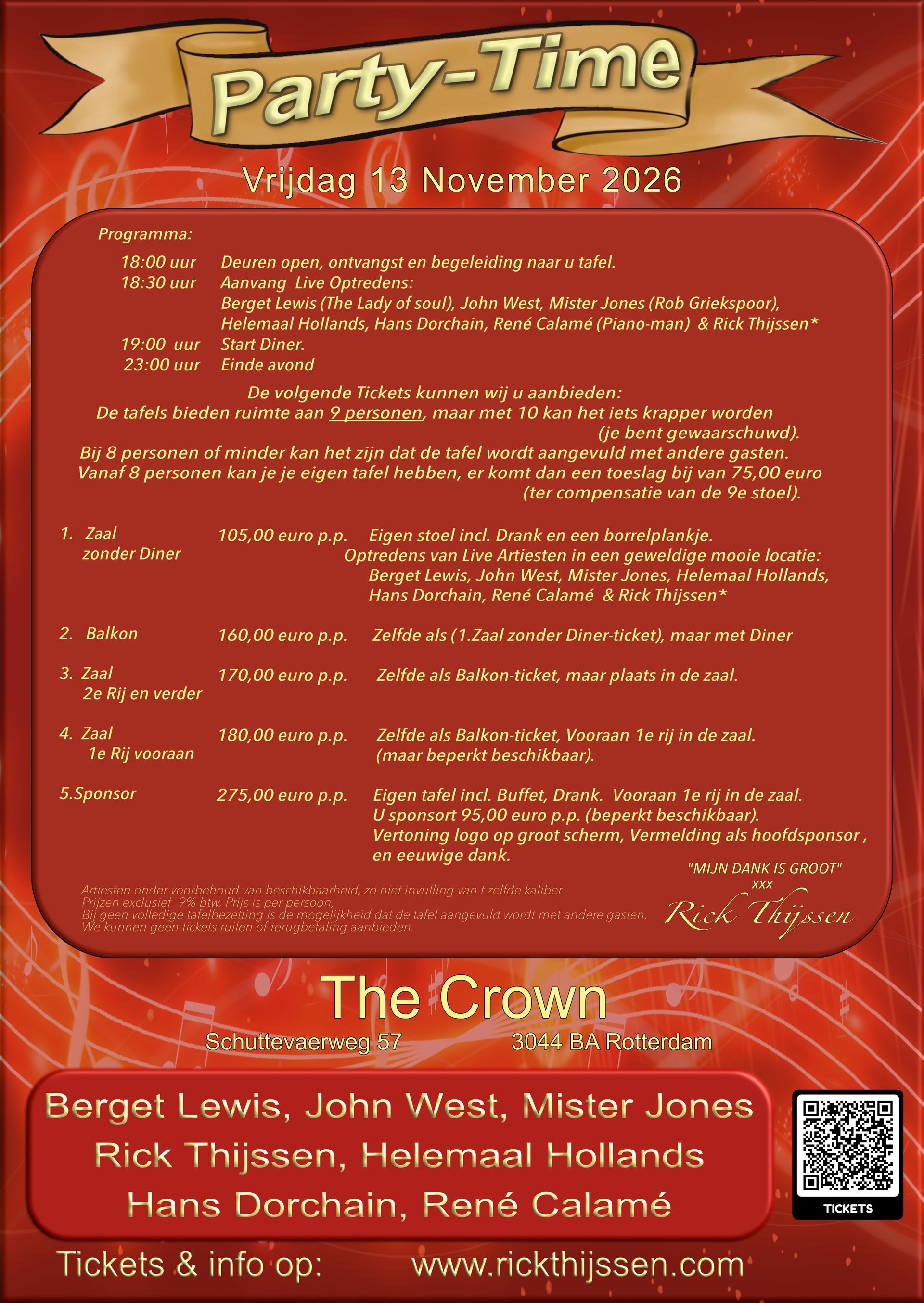 Rode flyer voor het evenement