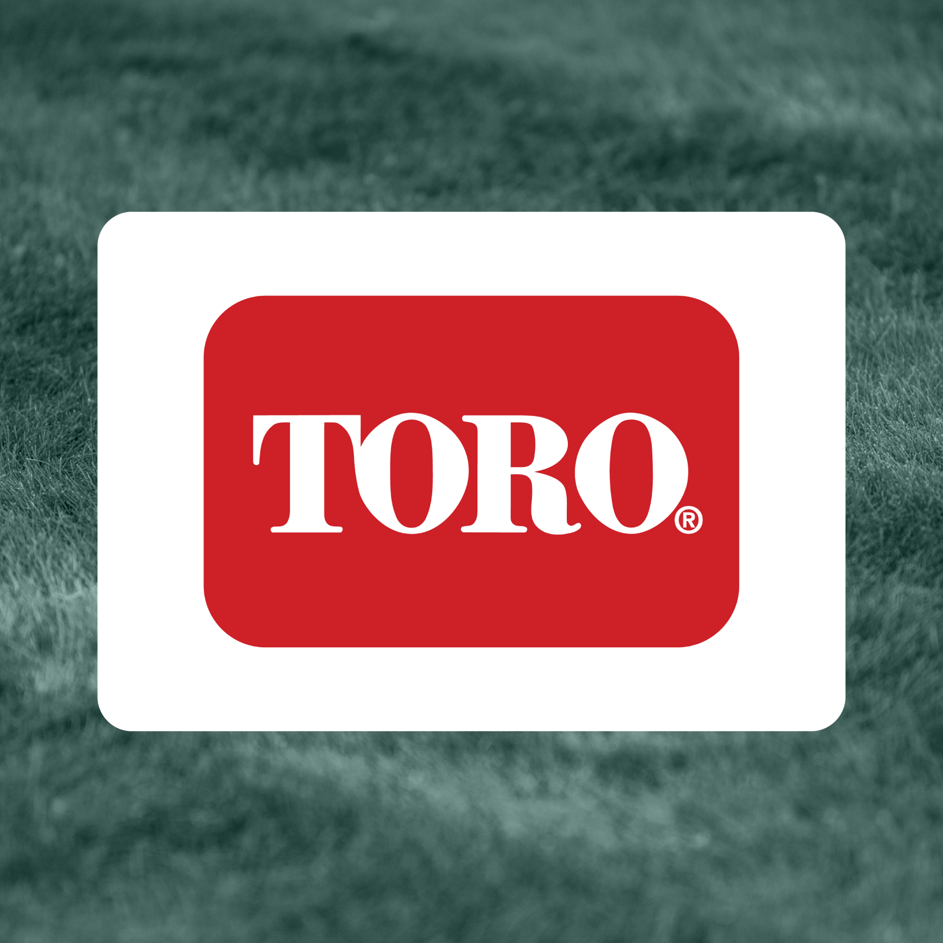 A red and white toro logo on a green background