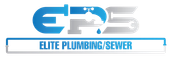 Logo for Elite Plumbing/Sewer. Features the letters EPS integrated with plumbing fixtures, with text "ELITE PLUMBING/SEWER".