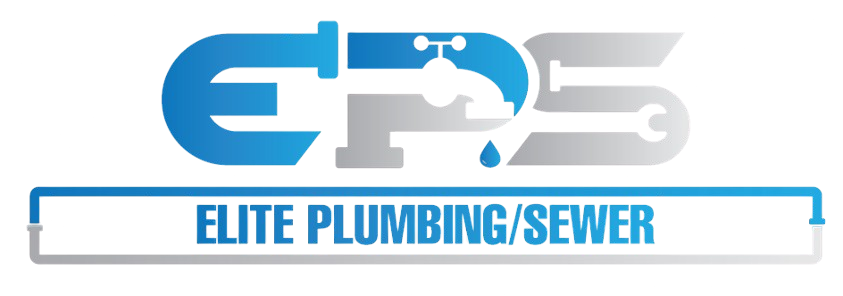 Logo for Elite Plumbing/Sewer. Features the letters EPS integrated with plumbing fixtures, with text "ELITE PLUMBING/SEWER".