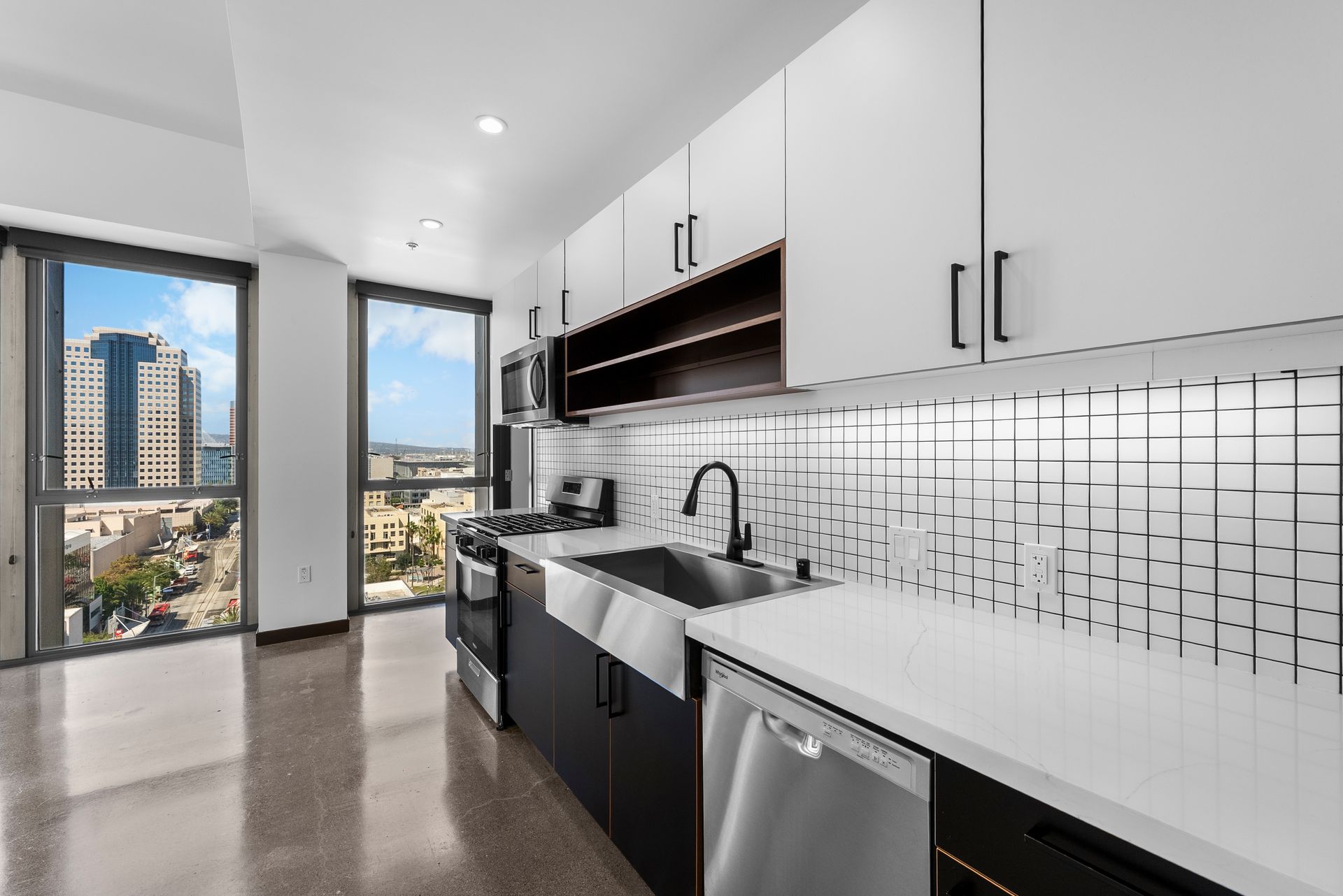 Apartment kitchen with large window