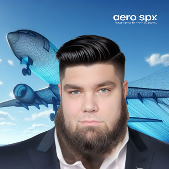 A man with a beard in front of an aero spx plane