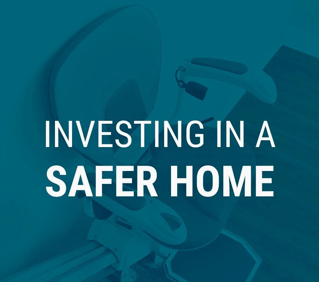 A blue background with the words investing in a safer home.