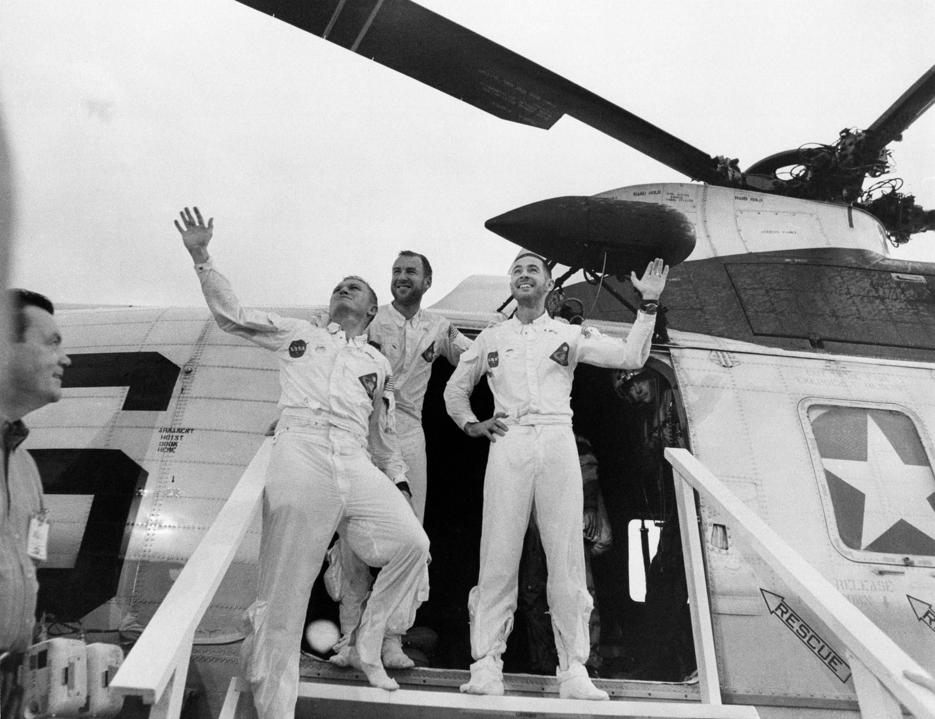 The crew of Apollo 8 upon their return to Earth, December 1968.