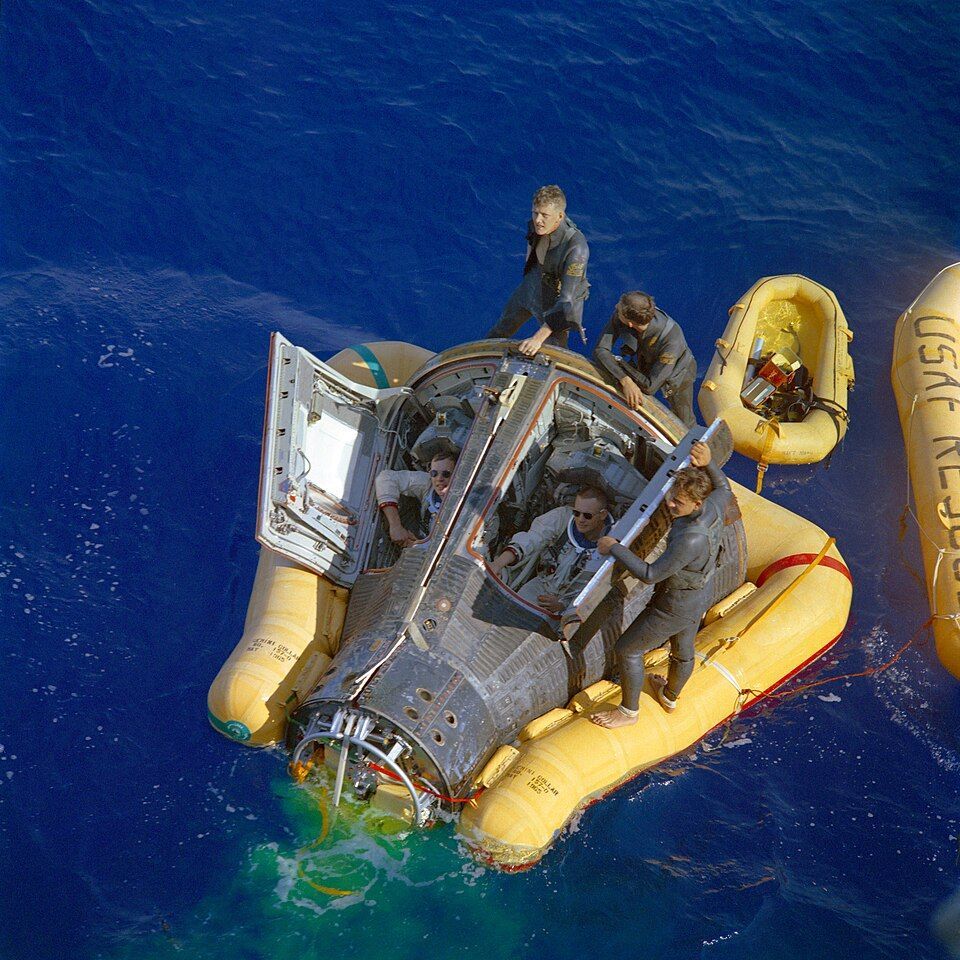 Recovery of Gemini VIII in the Pacific Ocean, March, 1966. 