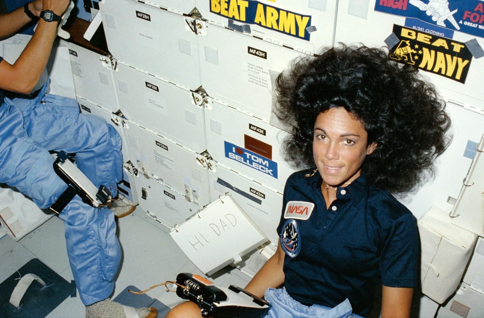 Resnik in space aboard STS-41-D, the maiden voyage of Space Shuttle Discovery.