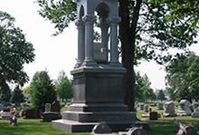 There is a large statue in the middle of Greenlawn Cemetery.