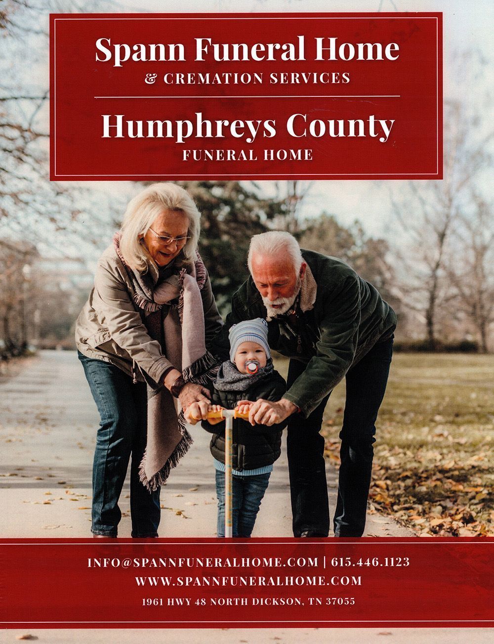 An advertisement for spann funeral home and cremation services in humphreys county.