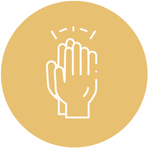 A line drawing of a hand giving a high five.