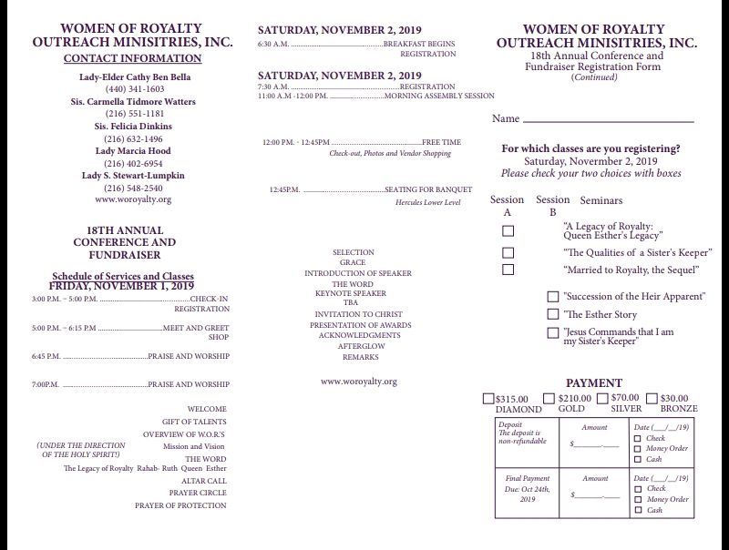 A pamphlet for women of royalty outreach ministries inc.