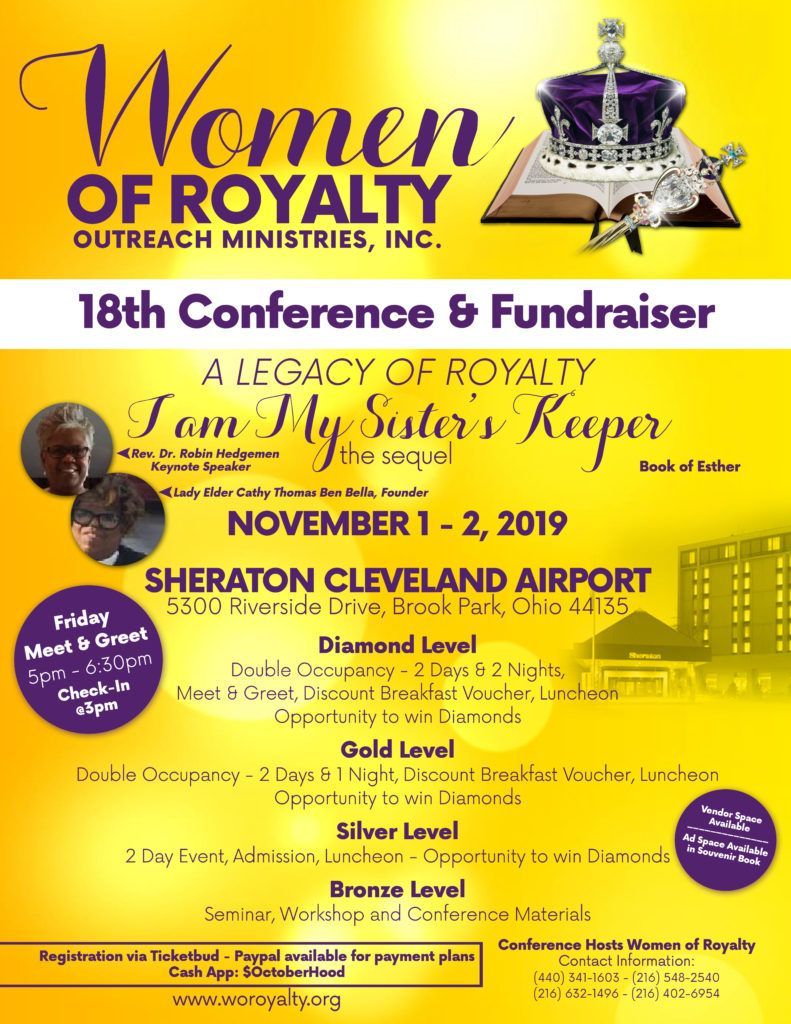 A poster for the 18th conference and fundraiser for women of royalty.