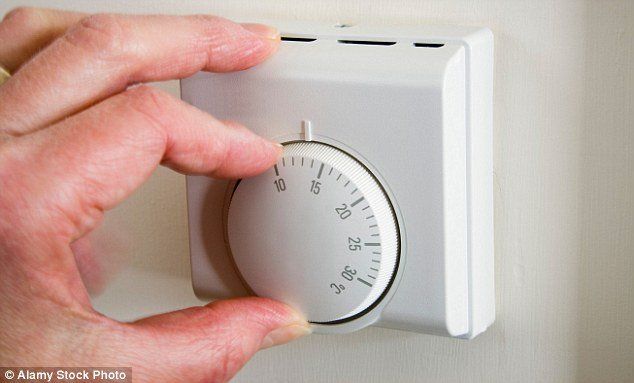 Person adjusting to thermostat.