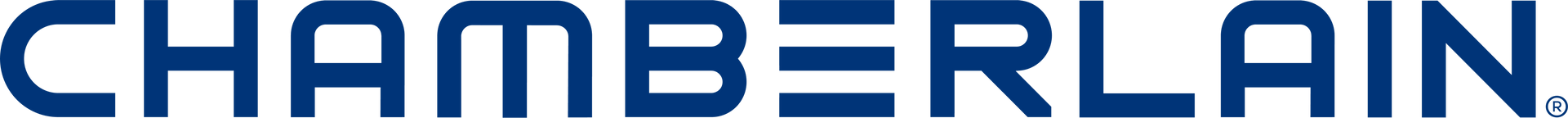 CHAMBERLAIN logo in white text on a blue background.