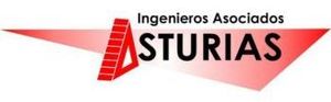 A red and white logo for ingenieros asociados asturias