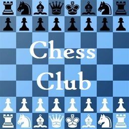 A blue chess board with black and white chess pieces on it.