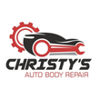 Christy's Auto Body Repair logo. A black and red car with a gear and wrench. Text: CHRISTY'S AUTO BODY REPAIR.