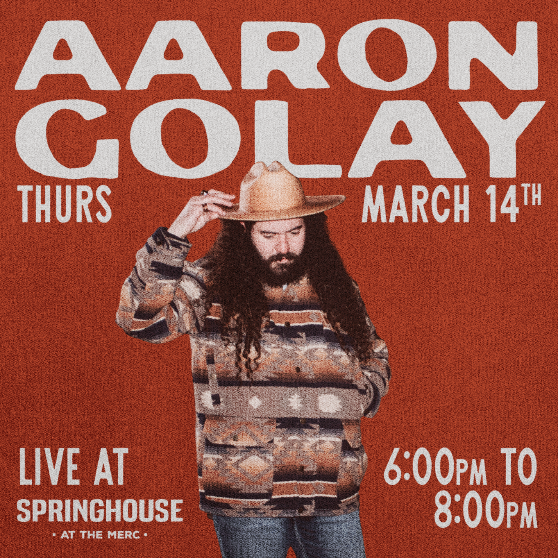 A poster for a concert by aaron colay