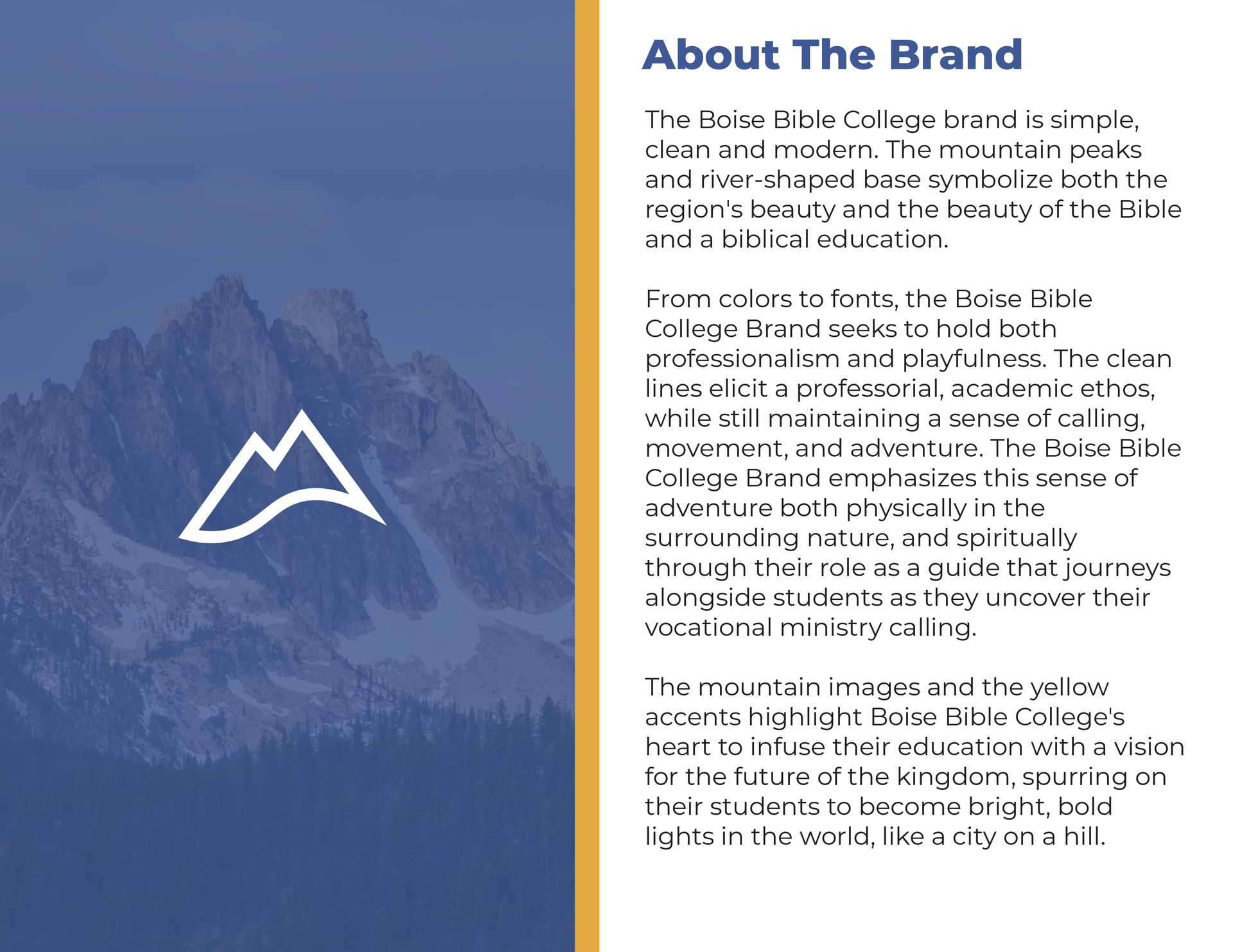 A brochure about the brand with a mountain in the background