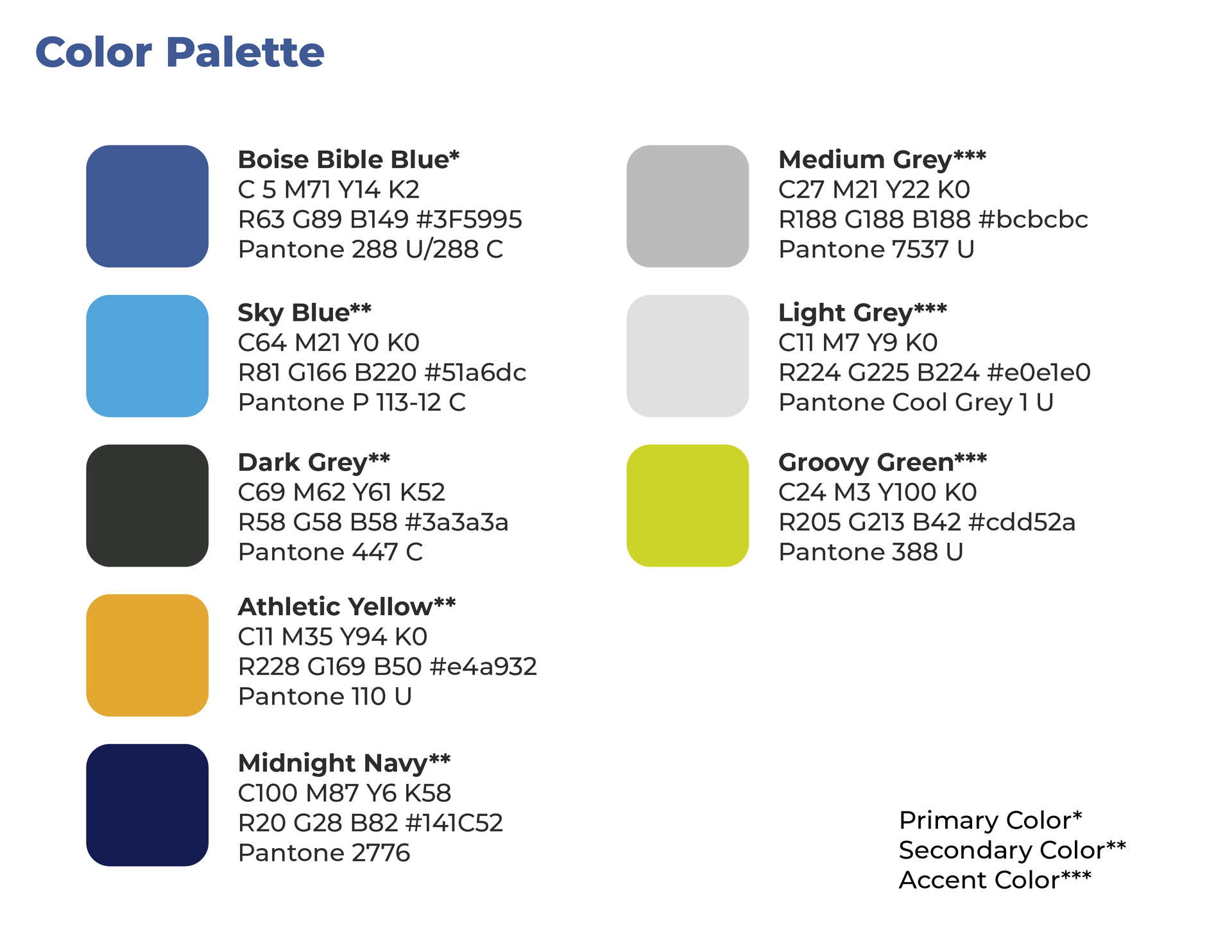 A color palette is shown with different shades of blue and grey