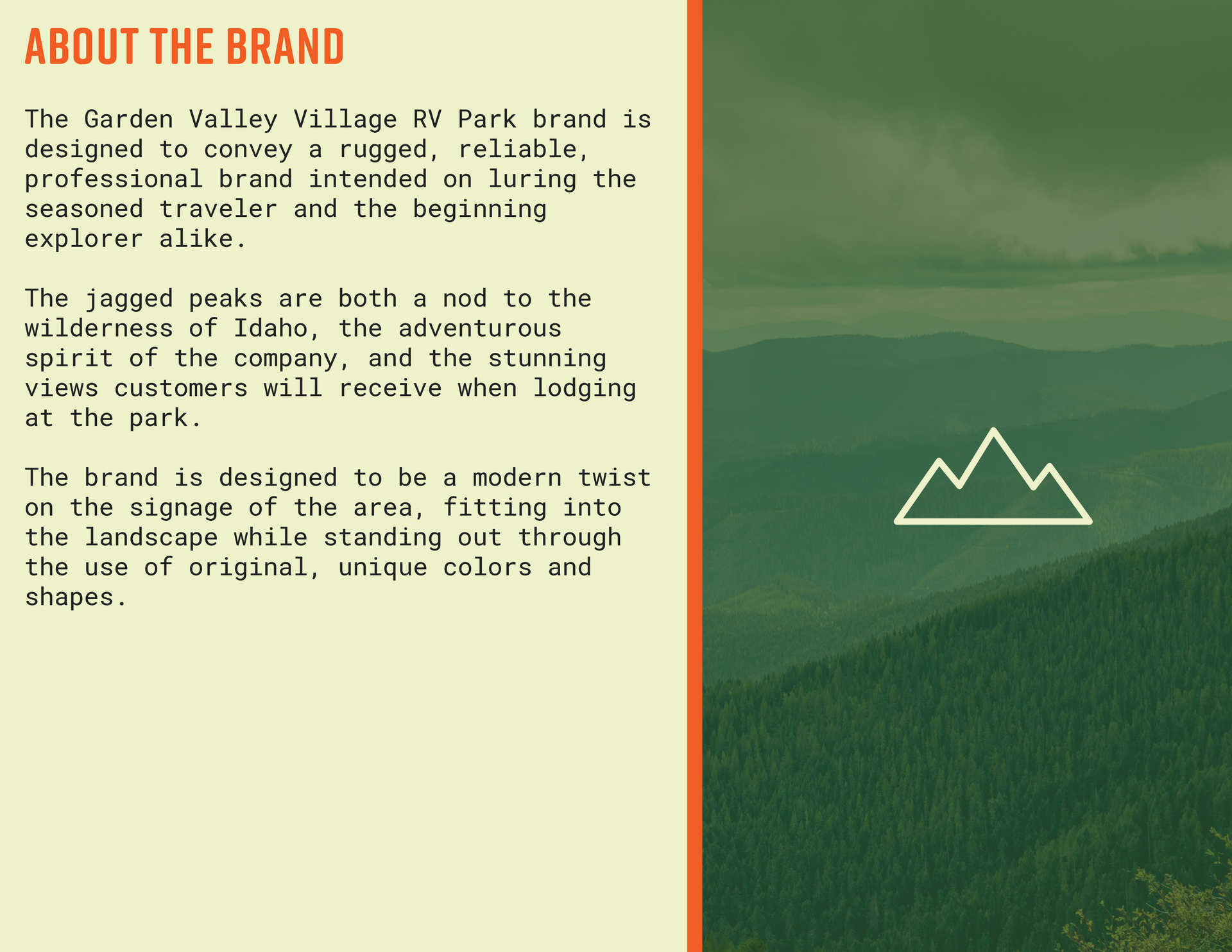 A page that says about the brand on it