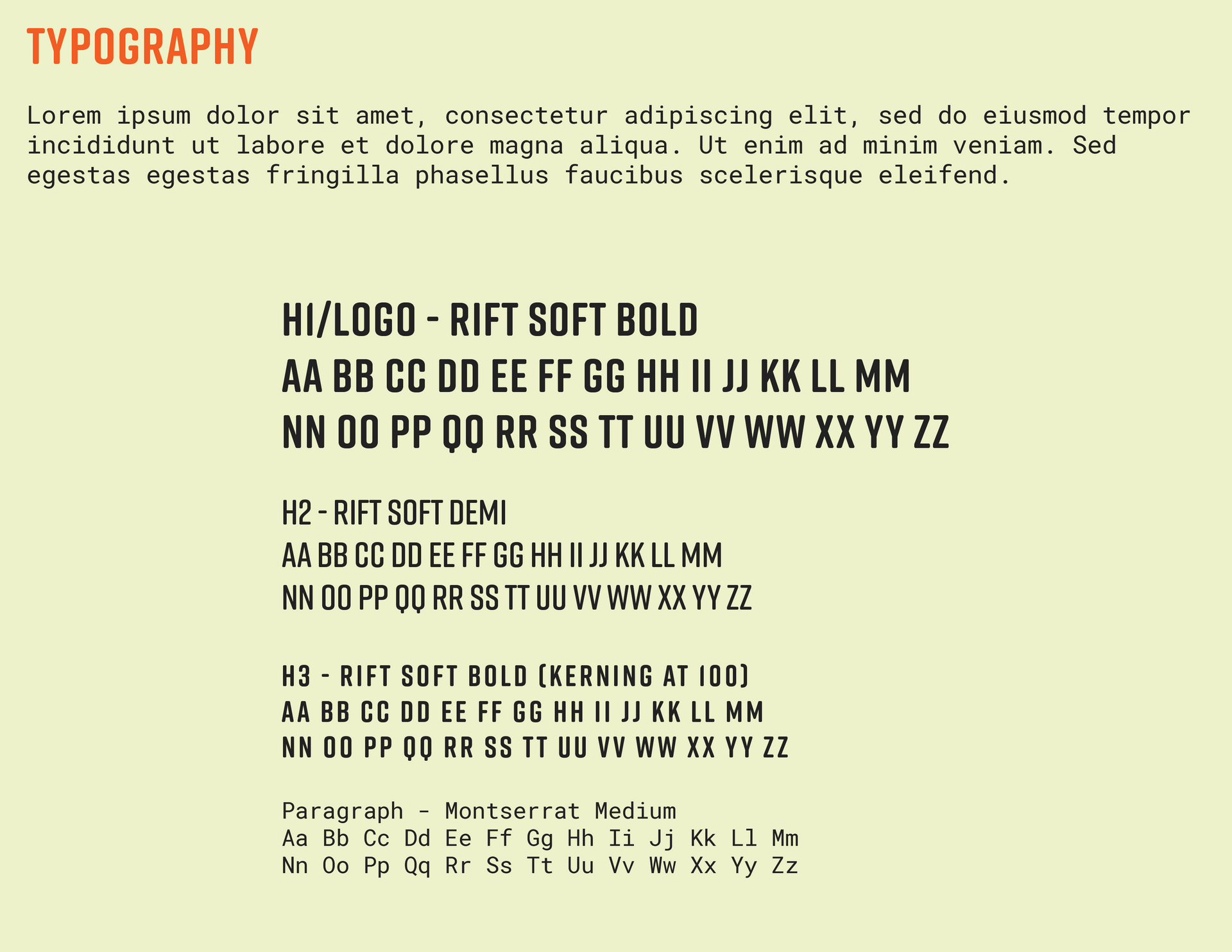 A page of text with the word typography at the top