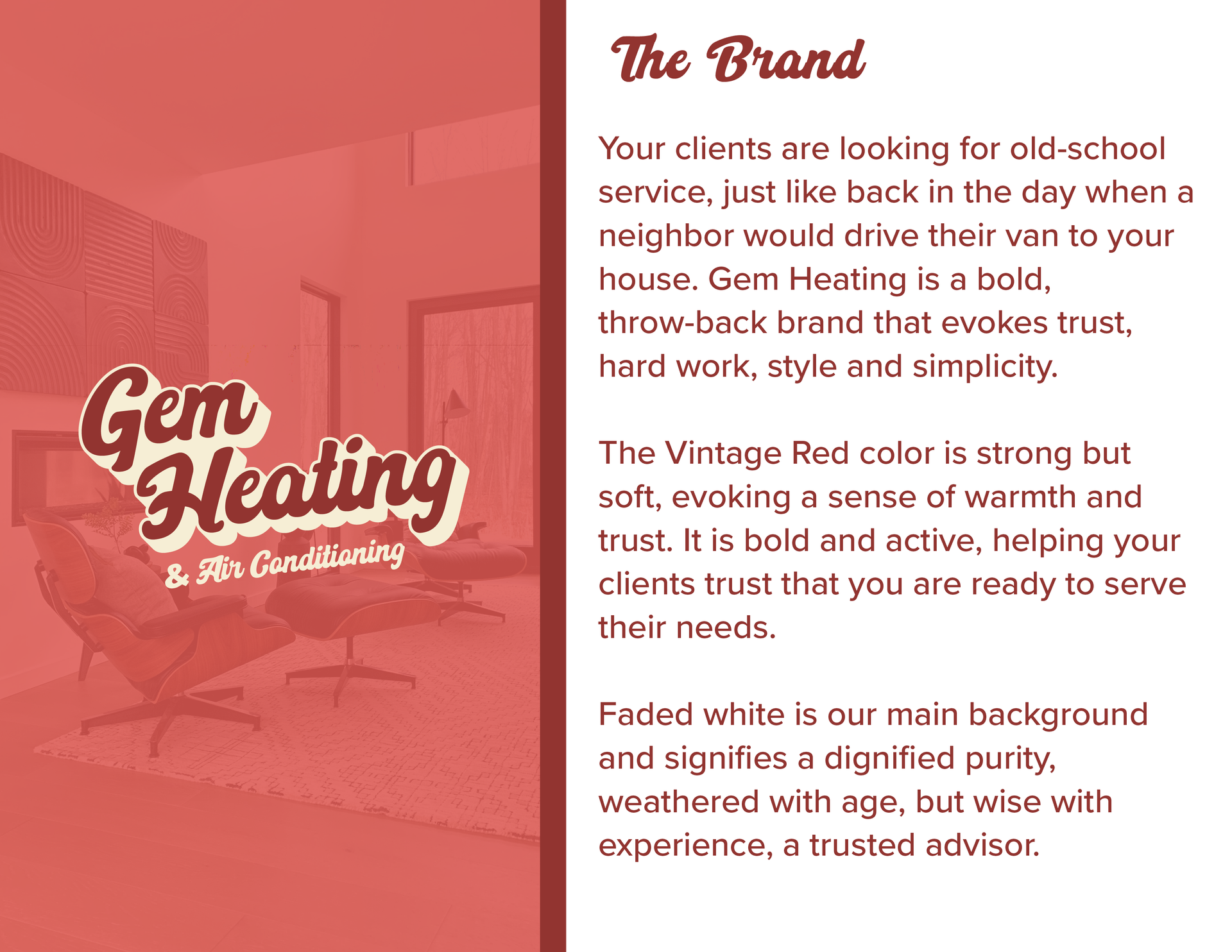 A red and white advertisement for gem heating and air quality