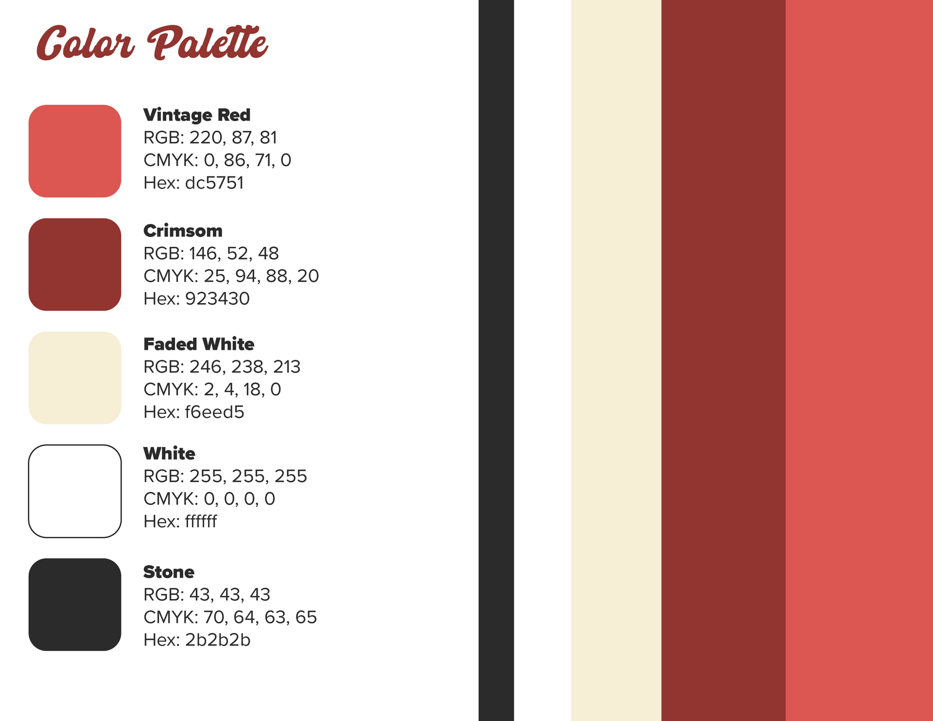 A color palette with red , white , and black colors