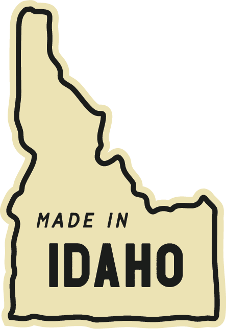 A sticker that says made in idaho on it