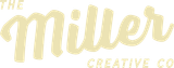 A yellow logo for the miller creative co. on a white background.