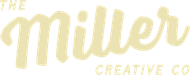 A yellow logo for the miller creative co. on a white background.