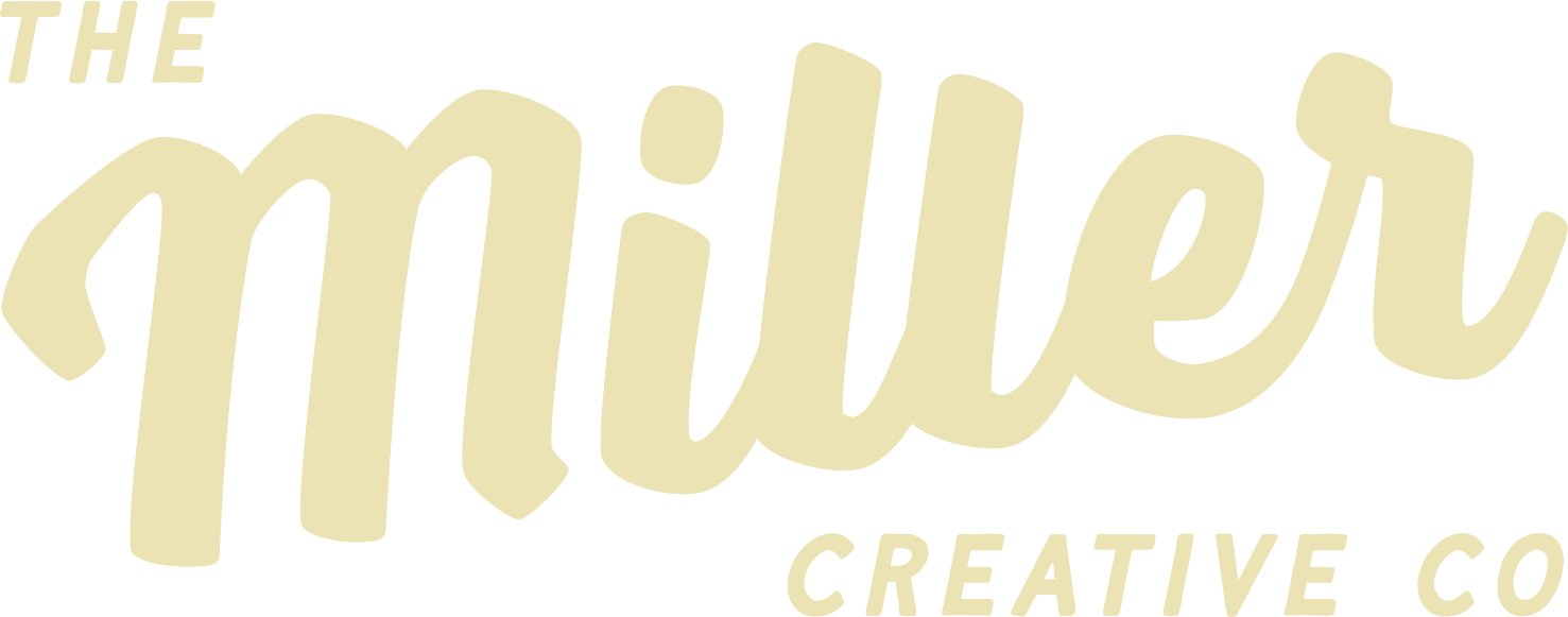 A yellow logo for the miller creative co. on a white background.