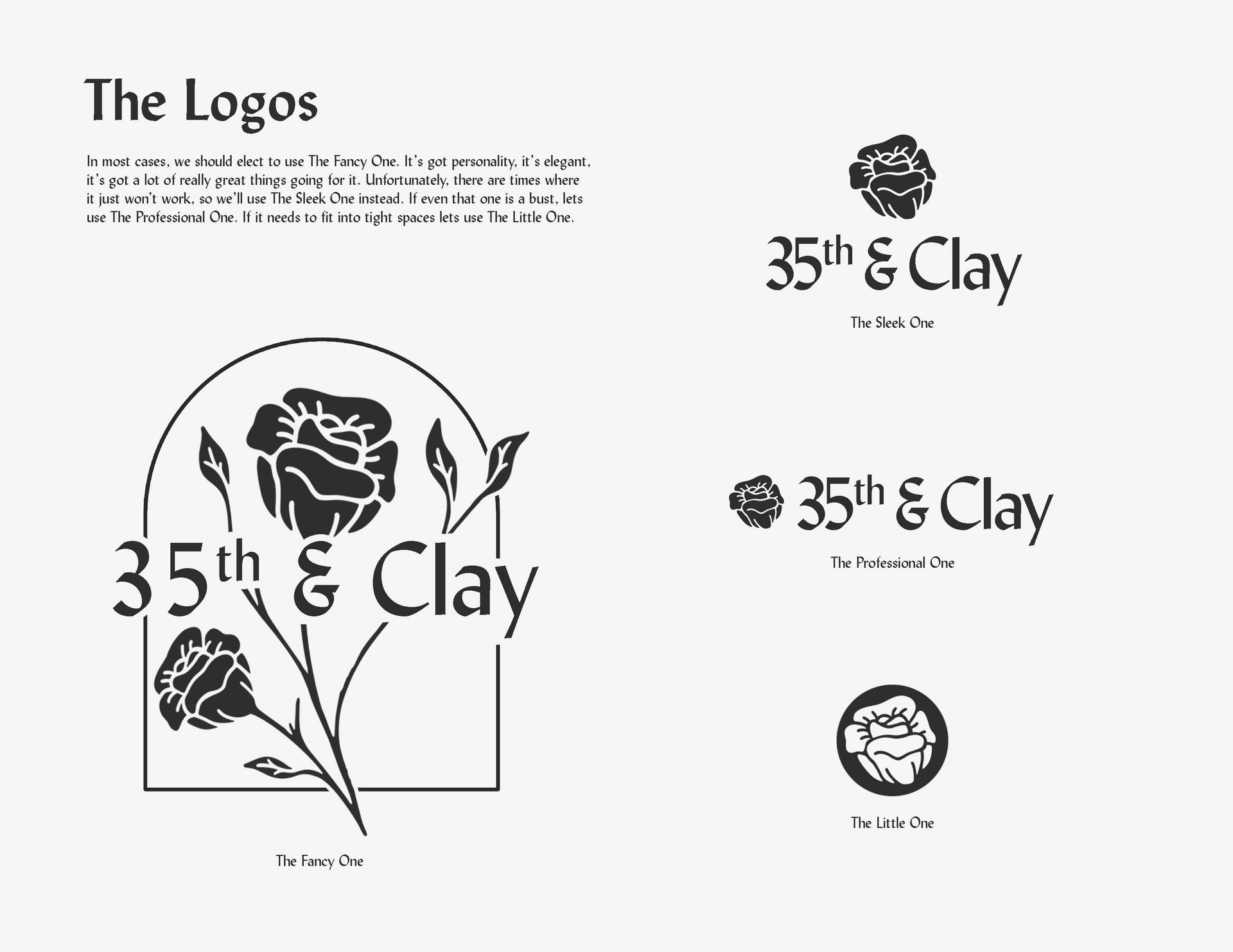 The logos for 35th & clay are shown in black and white