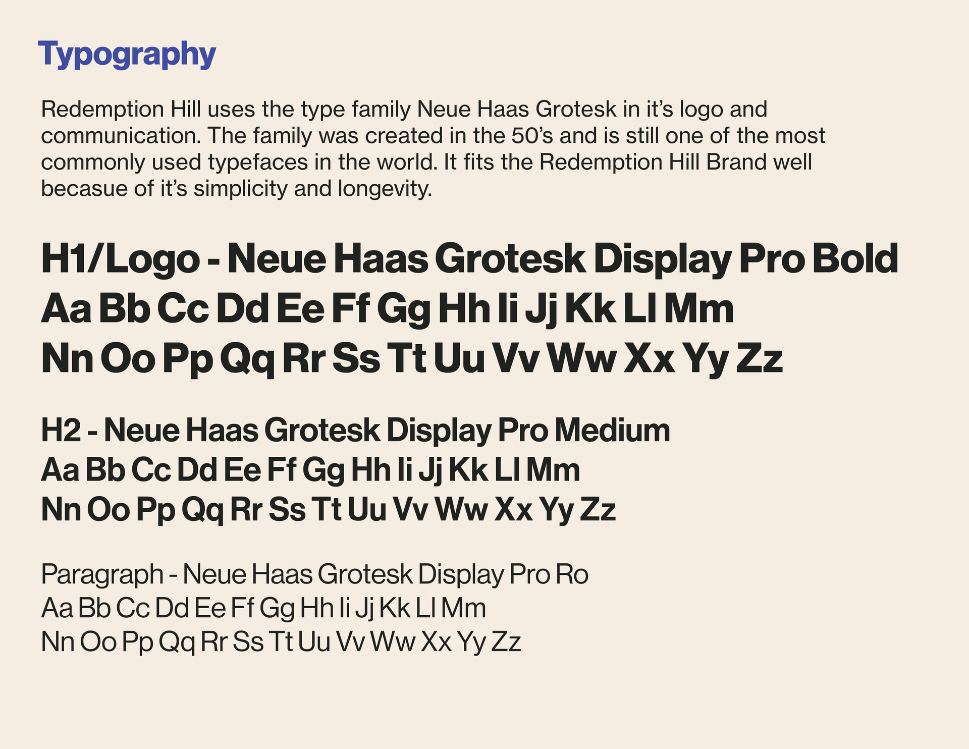 A page that says typography at the top of it