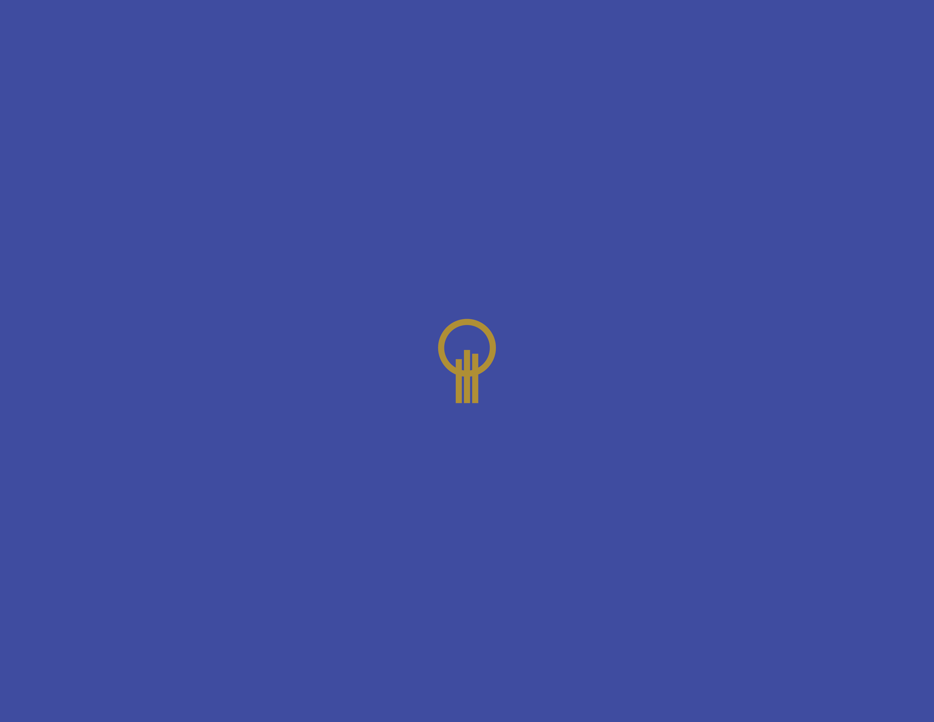 A yellow icon of a person holding a light bulb on a blue background.